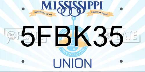 5FBK35 Mississippi License Plate