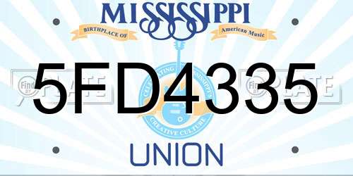 5FD4335 Mississippi License Plate
