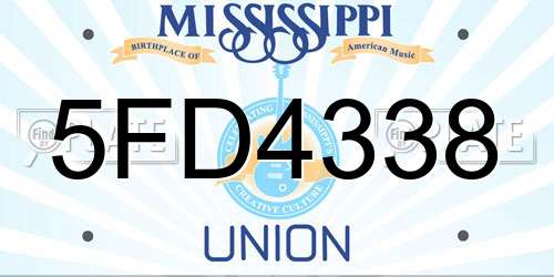 5FD4338 Mississippi License Plate