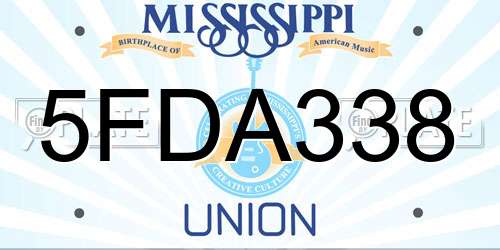5FDA338 Mississippi License Plate