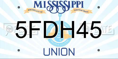 5FDH45 Mississippi License Plate