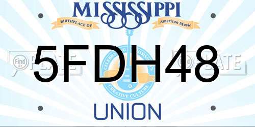 5FDH48 Mississippi License Plate