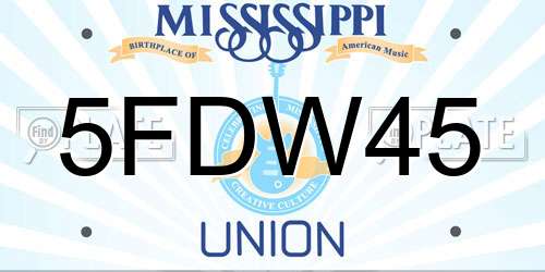5FDW45 Mississippi License Plate