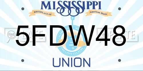 5FDW48 Mississippi License Plate