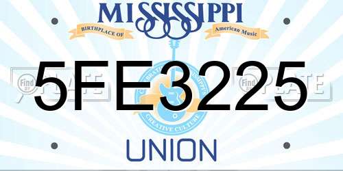 5FE3225 Mississippi License Plate