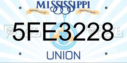 5FE3228 Mississippi License Plate