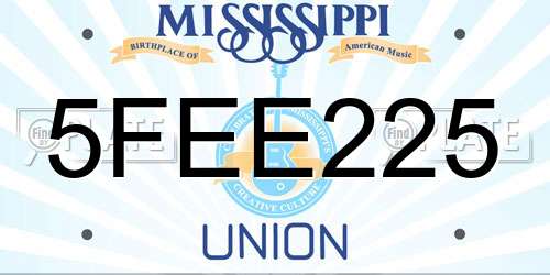 5FEE225 Mississippi License Plate