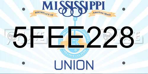 5FEE228 Mississippi License Plate