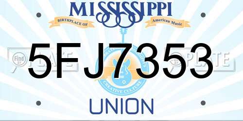 5FJ7353 Mississippi License Plate
