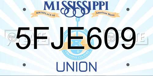 5FJE609 Mississippi License Plate