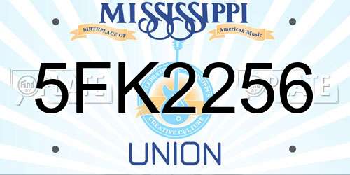 5FK2256 Mississippi License Plate