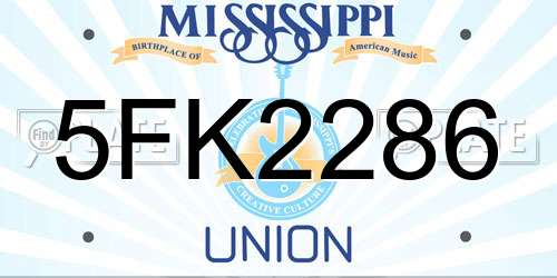 5FK2286 Mississippi License Plate