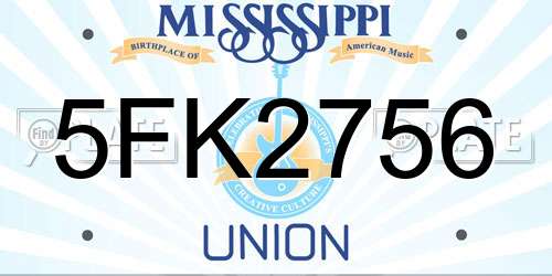 5FK2756 Mississippi License Plate
