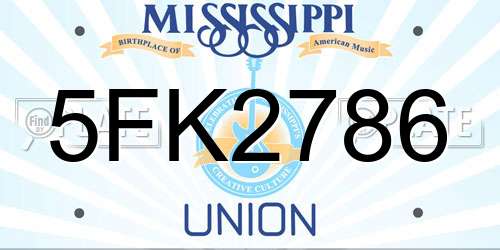 5FK2786 Mississippi License Plate