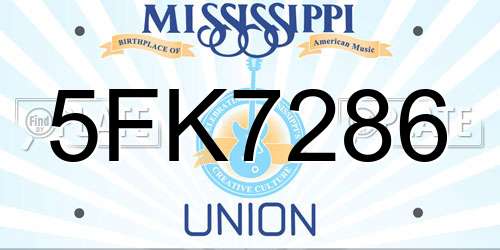 5FK7286 Mississippi License Plate