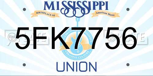 5FK7756 Mississippi License Plate