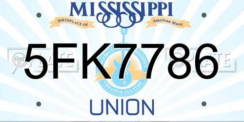 5FK7786 Mississippi License Plate
