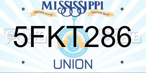 5FKT286 Mississippi License Plate