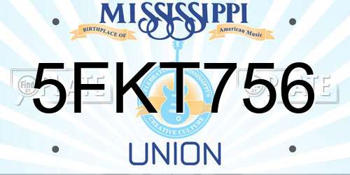 5FKT756 Mississippi License Plate