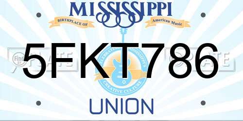5FKT786 Mississippi License Plate
