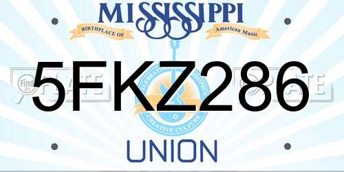 5FKZ286 Mississippi License Plate