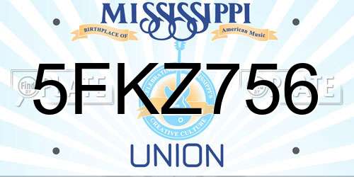 5FKZ756 Mississippi License Plate
