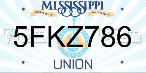 5FKZ786 Mississippi License Plate