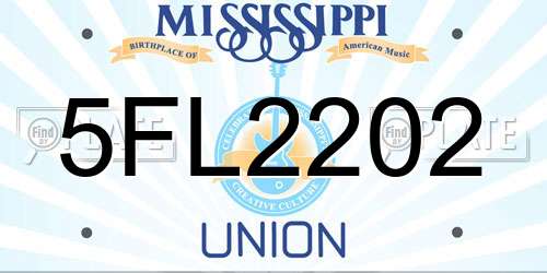 5FL2202 Mississippi License Plate
