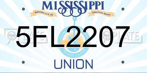 5FL2207 Mississippi License Plate