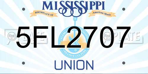 5FL2707 Mississippi License Plate