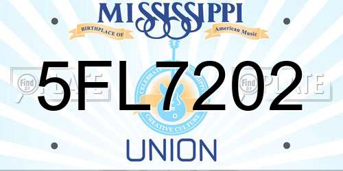 5FL7202 Mississippi License Plate