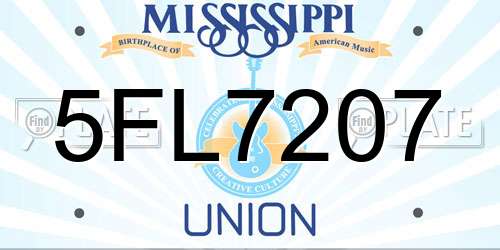 5FL7207 Mississippi License Plate