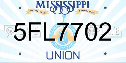 5FL7702 Mississippi License Plate