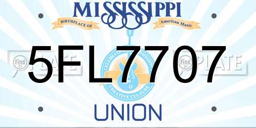 5FL7707 Mississippi License Plate