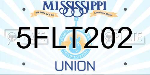 5FLT202 Mississippi License Plate