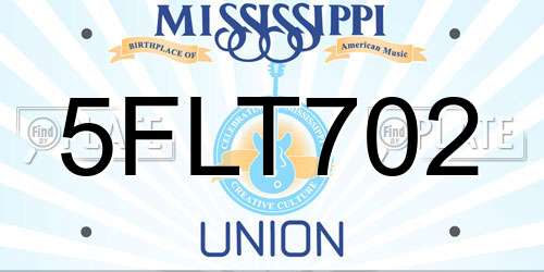 5FLT702 Mississippi License Plate