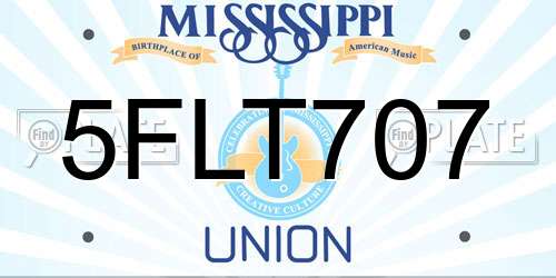 5FLT707 Mississippi License Plate