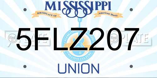 5FLZ207 Mississippi License Plate