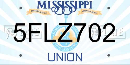 5FLZ702 Mississippi License Plate