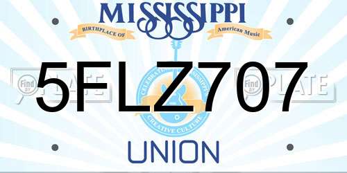 5FLZ707 Mississippi License Plate
