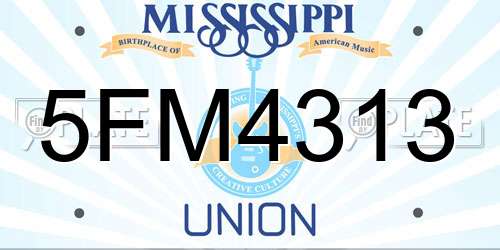 5FM4313 Mississippi License Plate