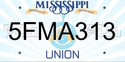 5FMA313 Mississippi License Plate