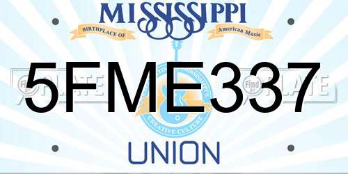 5FME337 Mississippi License Plate