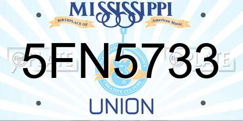 5FN5733 Mississippi License Plate