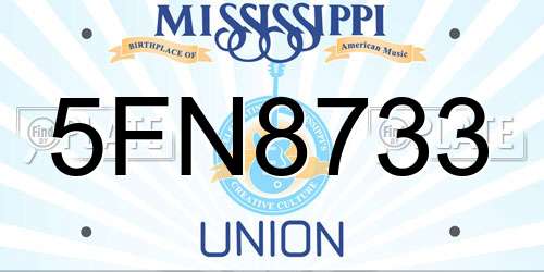 5FN8733 Mississippi License Plate
