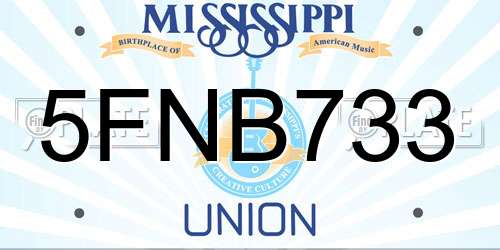 5FNB733 Mississippi License Plate