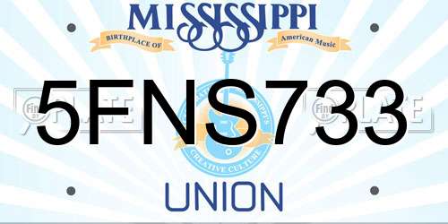 5FNS733 Mississippi License Plate