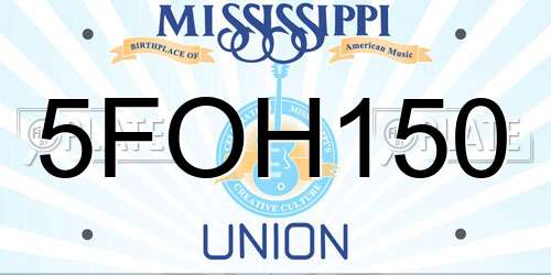 5FOH150 Mississippi License Plate