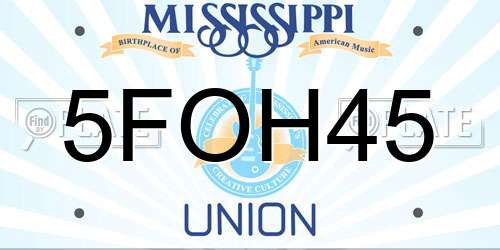 5FOH45 Mississippi License Plate