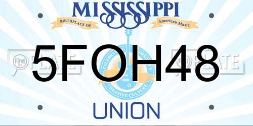 5FOH48 Mississippi License Plate